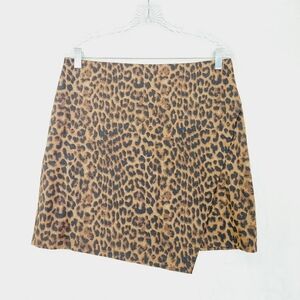 Ann Taylor Brown & Tan Leopard Printed Zip Up Mini Skirt 3586